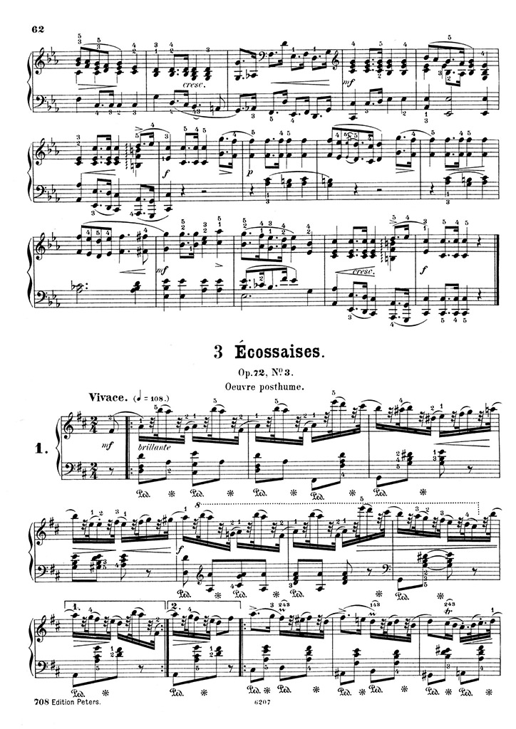 ショパン：3つのエコセーズ Op.72 No.3 / ペータース サンプル