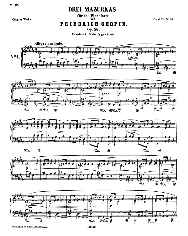 ショパン：マズルカ第33番 Op.56 No.1 / ブライトコプフ・ウント・ヘルテル サンプル