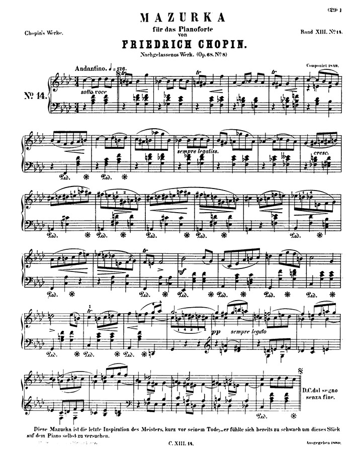 ショパン：マズルカ第49番 Op.68 No.4 / ブライトコプフ・ウント・ヘルテル サンプル
