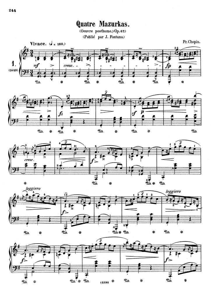 ショパン：マズルカ第42番 Op.67 No.1 / ボーテ・アンド・ボック サンプル