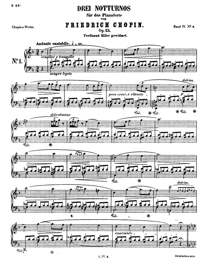 ショパン：夜想曲第4番 Op.15 No.1 / ブライトコプフ・ウント・ヘルテル サンプル