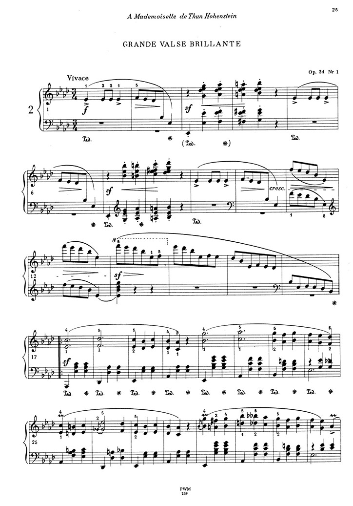 ショパン：ワルツ第2番 Op.34 No.1 / パデレフスキ サンプル