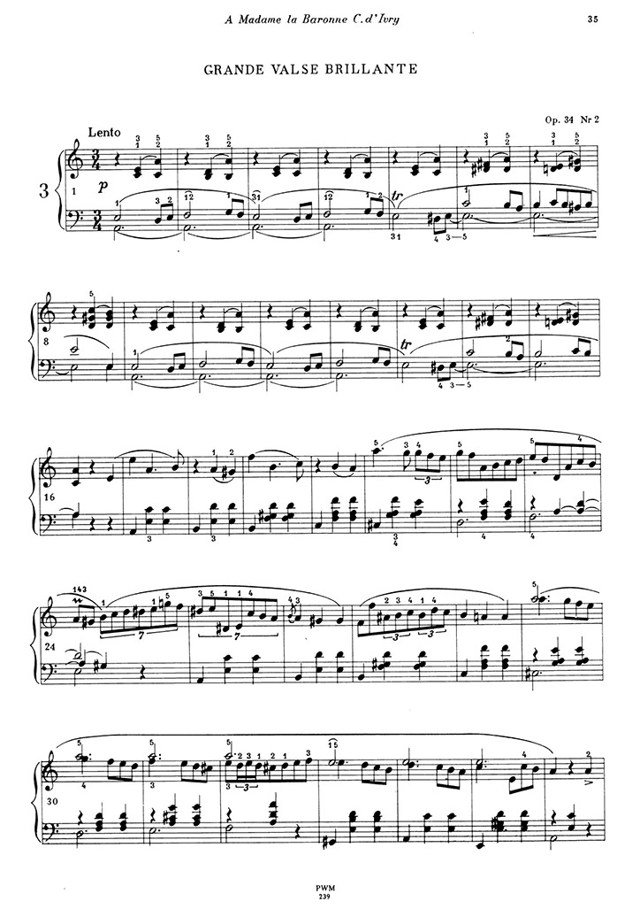 ショパン：ワルツ第3番 Op.34 No.2 / パデレフスキ サンプル