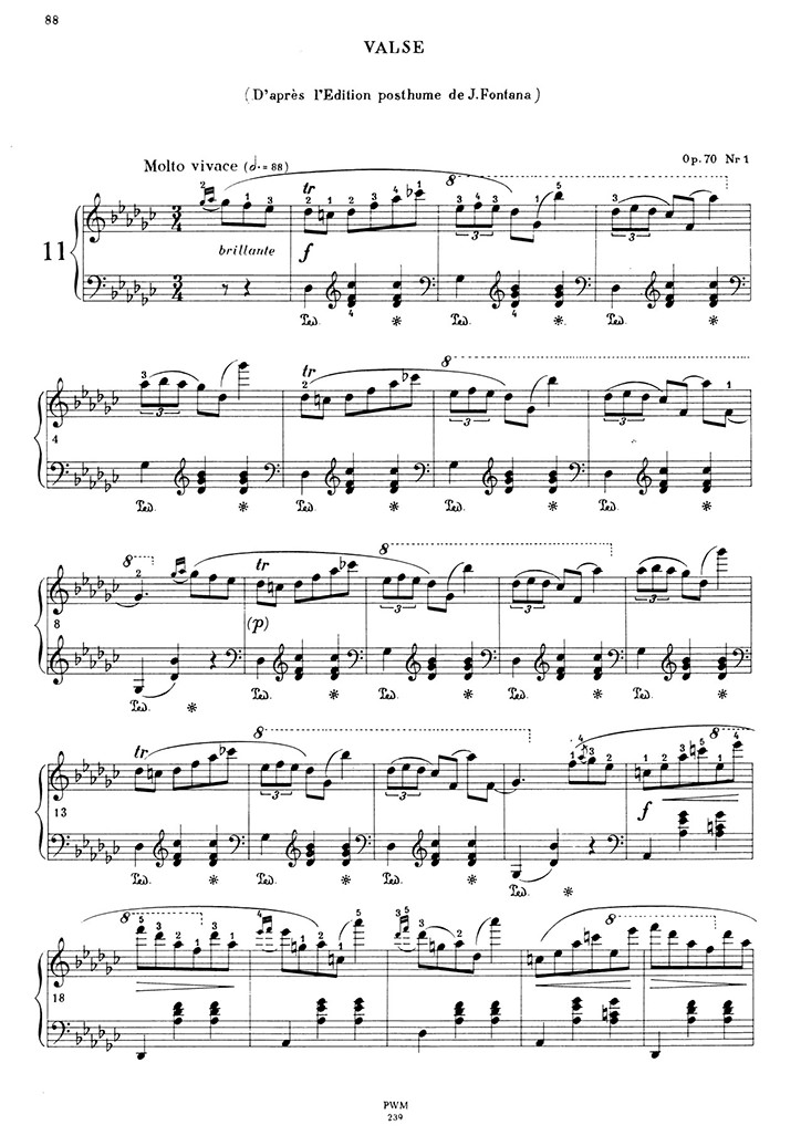 ショパン：ワルツ第11番 Op.70 No.1 / パデレフスキ サンプル